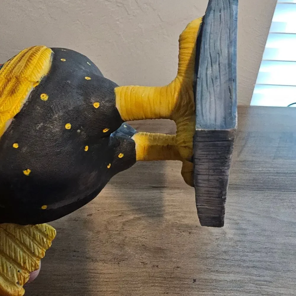 Vintage Dolgencorp Resin Rooster Statue Folk Art Patchwork Cottagecore Farmhouse